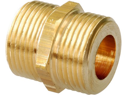 Mosazná vsuvka s masivní dosedací plochou vnější závit / vnější závit 3/4